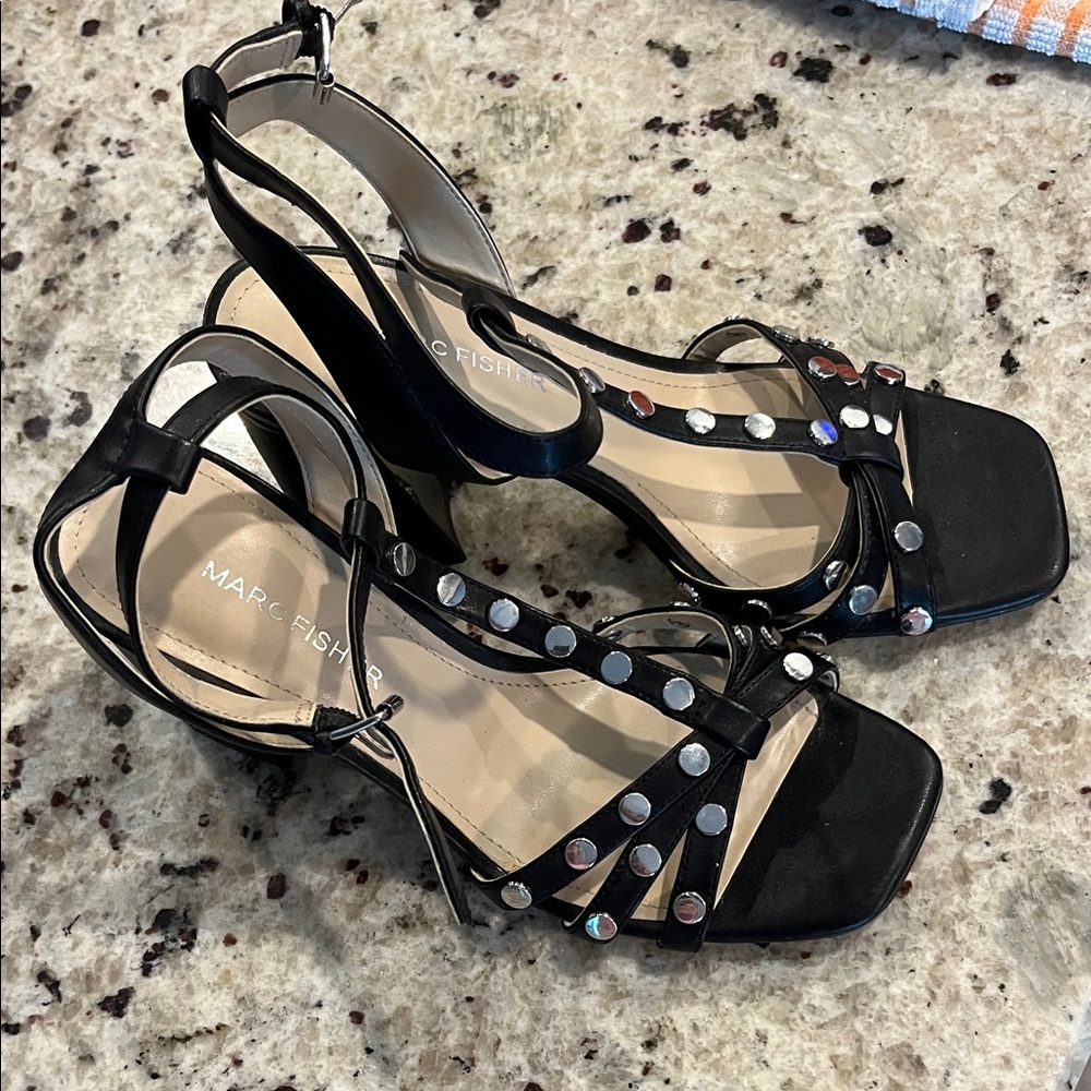 Marc Fisher Black Studded Sandals